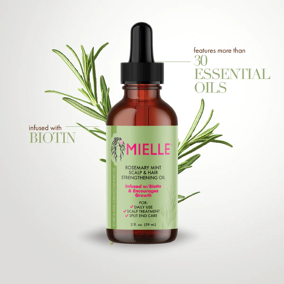 MIELLE Rosemary Mint Scalp & Hair Strengthening Oil (2oz)
